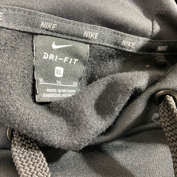 Nike Men Sweatshirt XL Black Hoodie pixel cammo Logo Big Swoosh Pocket Dri Fit - Picture 4 of 8